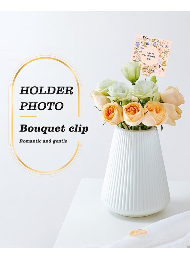 30 قطعة من حوامل بطاقات الأسماء المزينة بالزهور، وأعواد صور ذهبية على شكل نجمة، وحوامل بطاقات معدنية على شكل قلب لتنسيقات الزهور في حفلات الزفاف وأعياد الميلاد - Image 5